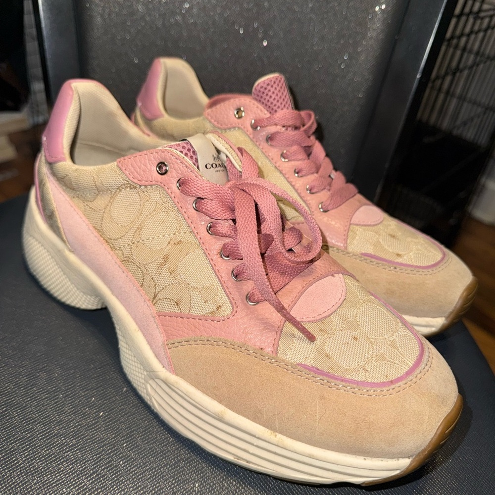 Coach Pink & Beige Signature Logo Women's Sneakers